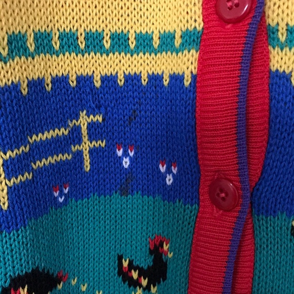 C&A Vintage Christmas Wool Cardigan Size S Paris 1980’s Unique! - Picture 7 of 12